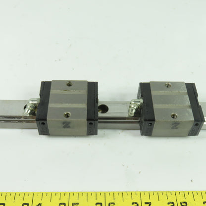 NSK LS20 Linear Guide Rail with 2 Bearing Carriages 15-3/4" OAL 20mm x 15.5mm