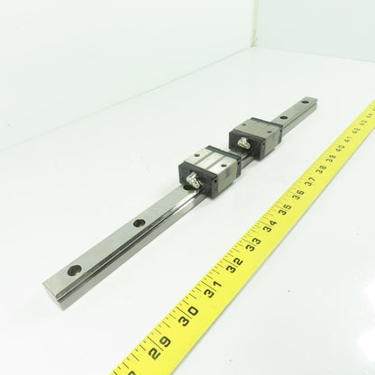 NSK LS20 Linear Guide Rail with 2 Bearing Carriages 15-3/4" OAL 20mm x 15.5mm