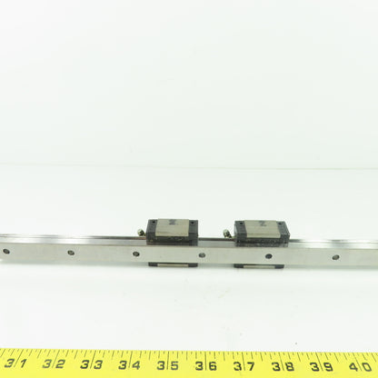 NSK LS20 Linear Guide Rail with 2 Bearing Carriages 15-3/4" OAL 20mm x 15.5mm