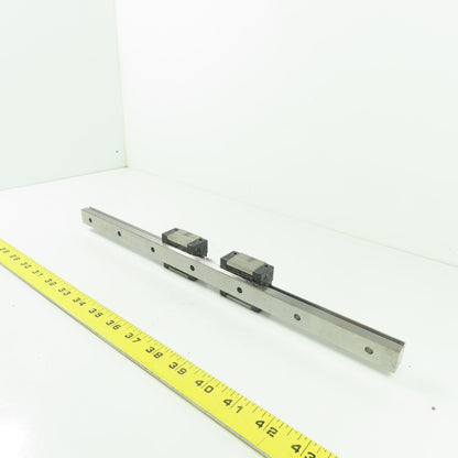 NSK LS20 Linear Guide Rail with 2 Bearing Carriages 15-3/4" OAL 20mm x 15.5mm