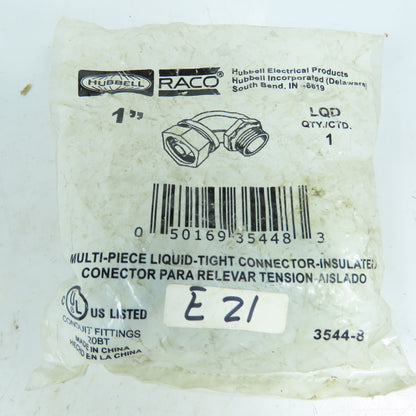 RACO 3544-8 1" 90 Degree Insulated Liquid-Tight Connector Malleable Iron