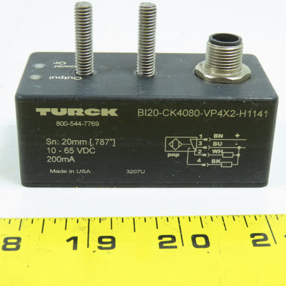 Turck BI20-CK4080-VP4X2-H1141 Inductive Proximity Sensor 20mm Range 10-65VDC PNP