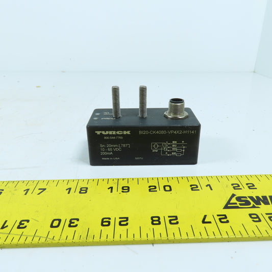 Turck BI20-CK4080-VP4X2-H1141 Inductive Proximity Sensor 20mm Range 10-65VDC PNP