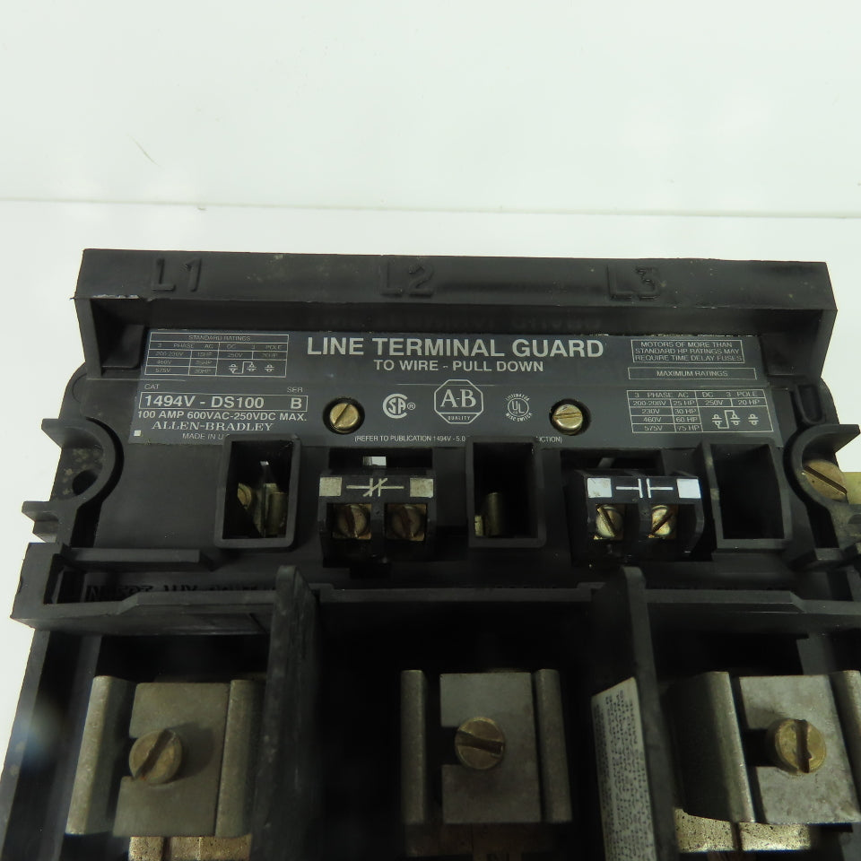 Allen-Bradley 1494V-DS100 100A Non Fusible Safety Disconnect Switch600VAC 250VDC