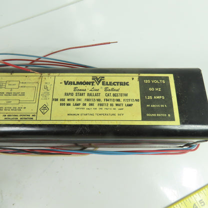 Valmont 45907 8G3701W Rapid Start High Output Fluorescent Lamp Ballast 120V 60Hz