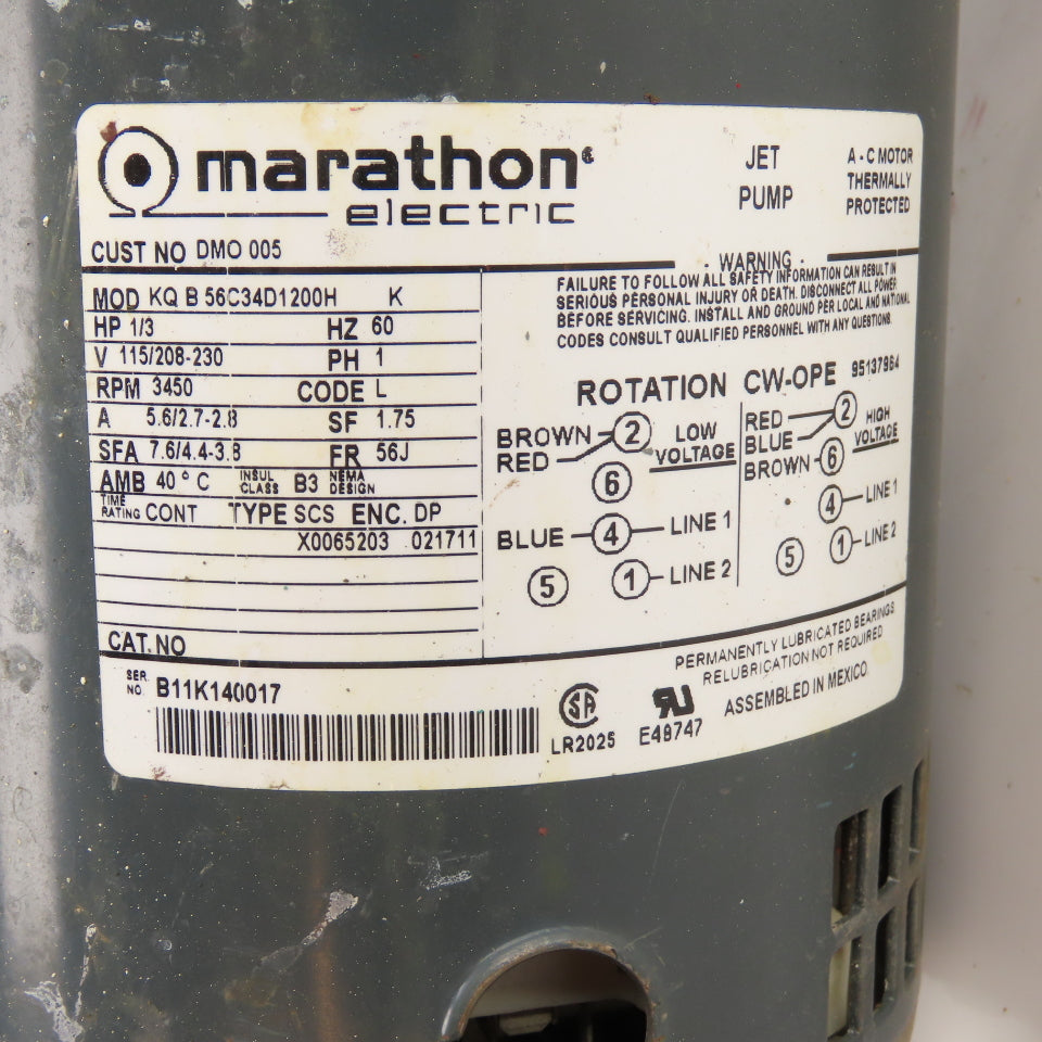 Hoffman DP0009 1/3HP Pump & Motor 115/208-230V 1Ph 3450RPM Tested