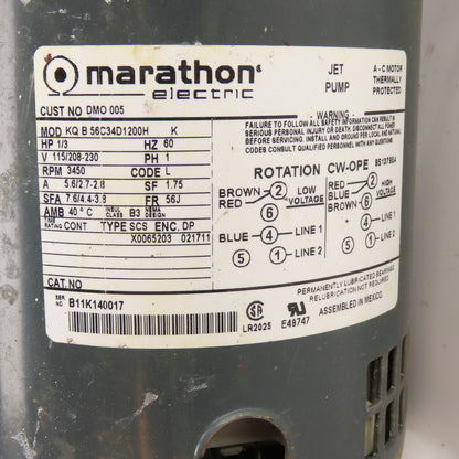 Hoffman DP0009 1/3HP Pump & Motor 115/208-230V 1Ph 3450RPM Tested