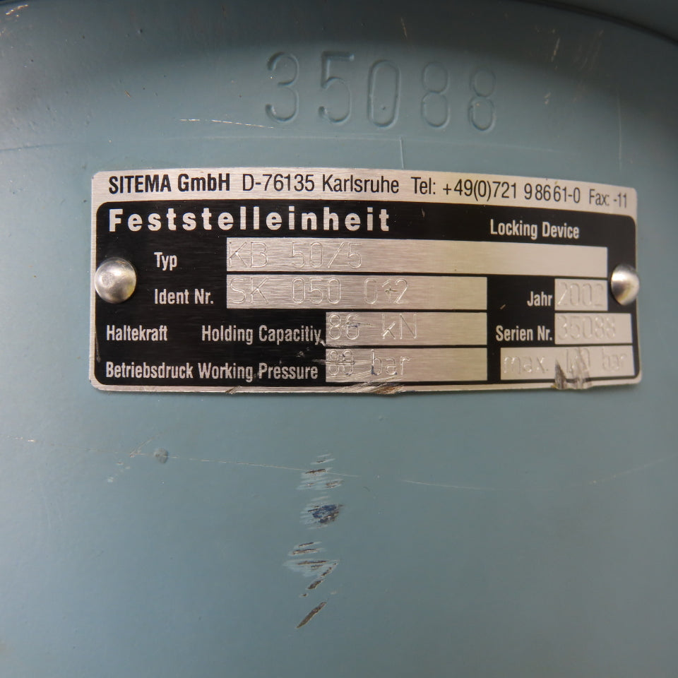 Sitema SK 050 012 KB 50/5 KB 50/5 Locking Device Clamping Unit 50kN Holding Cap.