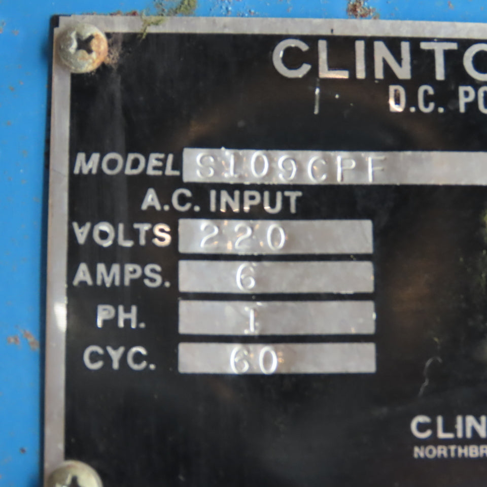 Clinton Power S109CPF DC Power Supply Rectifier 0-9V 100A 220V 1Ph