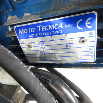 Moto Tecnica 71B4 UL 0.37kW Hydraulic Pump Power Unit 220/440V 1750RPM 3Ph 4Gal.
