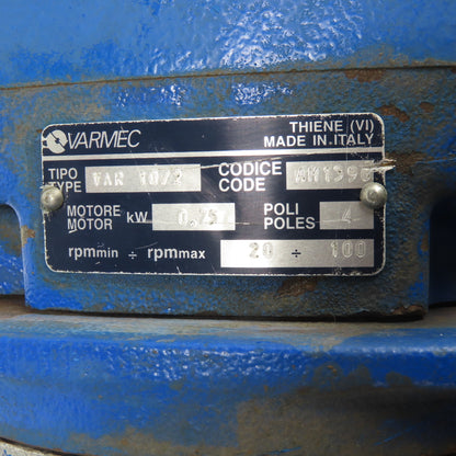 Varmec Var 10/2 1.1kW Mechanical Speed Variator 20-100 RPM 3Ph 220/440V Tested