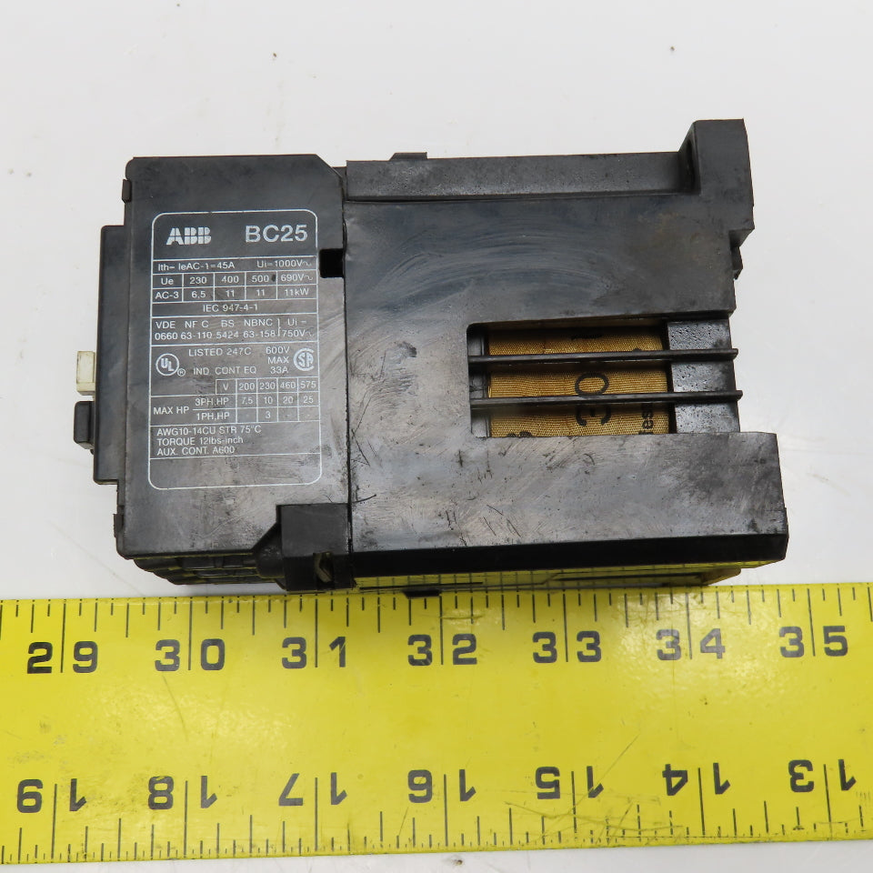 ABB BC25-40-22 Contactor 600V 25Hp 3Ph Max 24VDC Coil