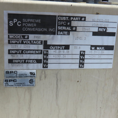 SPC P450 115/230V Input +5.1 +/-12V Modicon Remote Processor P451 Series 200