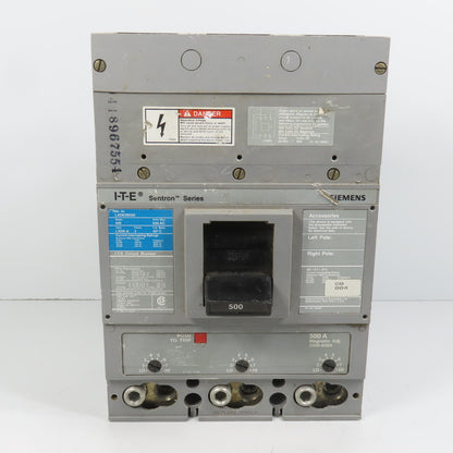 Siemens LXD63B500 LXD6-A I-T-E Sentron 500A 3-Pole Circuit Breaker 600VAC Max