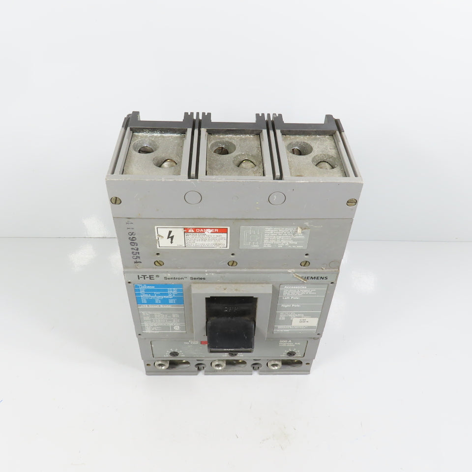 Siemens LXD63B500 LXD6-A I-T-E Sentron 500A 3-Pole Circuit Breaker 600VAC Max