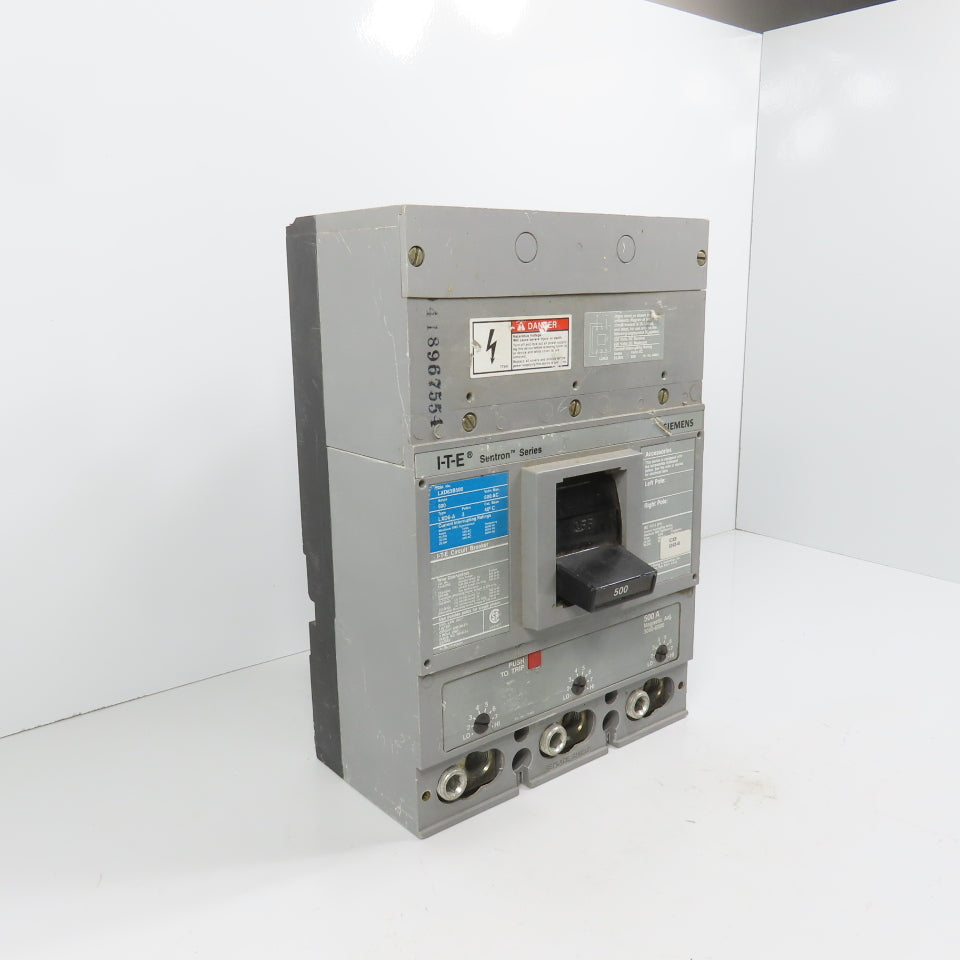 Siemens LXD63B500 LXD6-A I-T-E Sentron 500A 3-Pole Circuit Breaker 600VAC Max