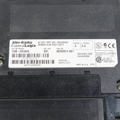 Allen Bradley 1756-OA16 Ser A F/W 2.3 ControlLogix 16 Pt. AC Output Module