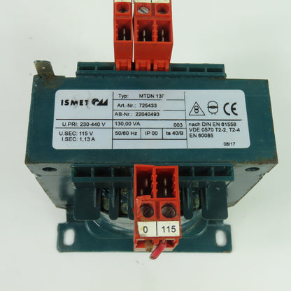Ismet 725433 MTDN 130 130VA Control Transformer 230-440V Pri 115V Sec 50/60Hz