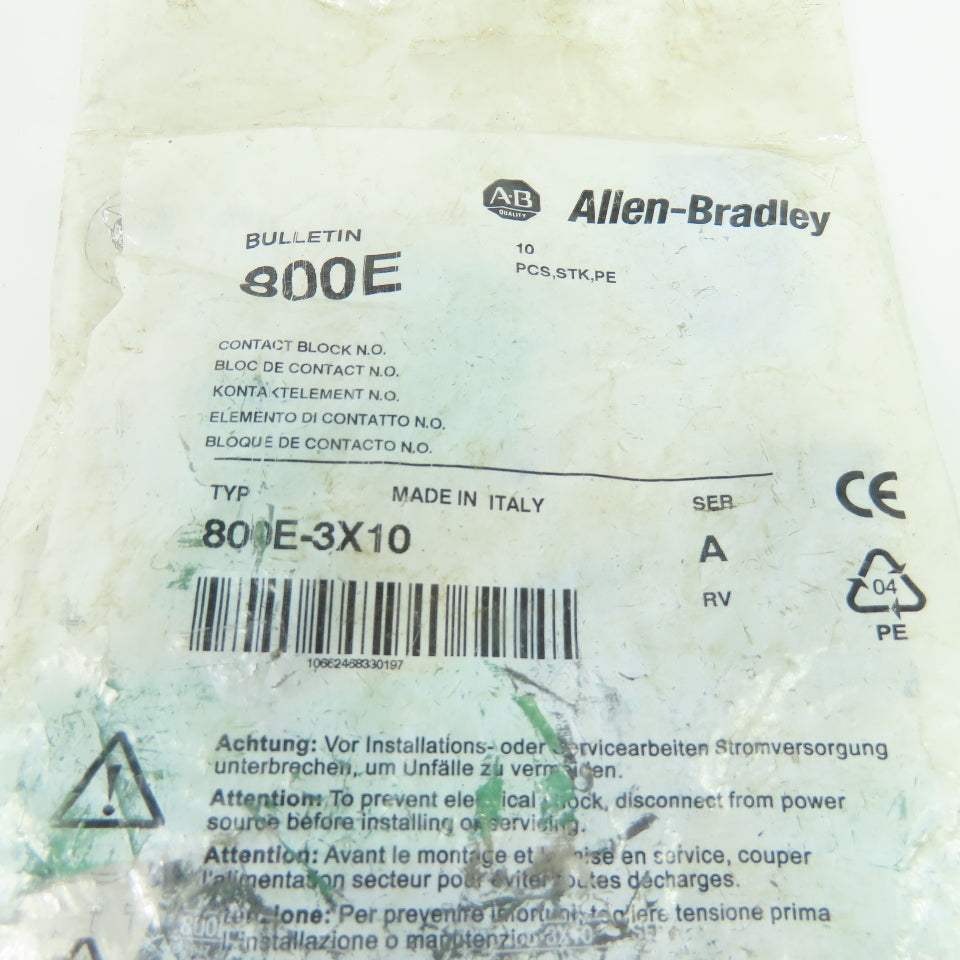Allen-Bradley 800E-3X10 Contact Block 1 N.O. 10A 690V Ser A Lot Of 10