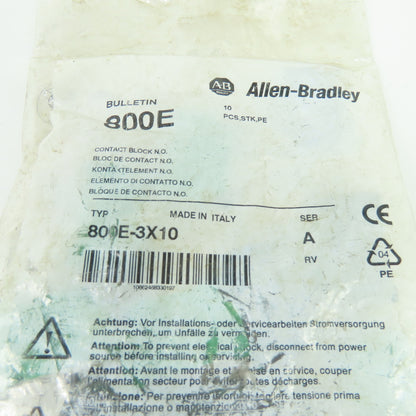 Allen-Bradley 800E-3X10 Contact Block 1 N.O. 10A 690V Ser A Lot Of 10