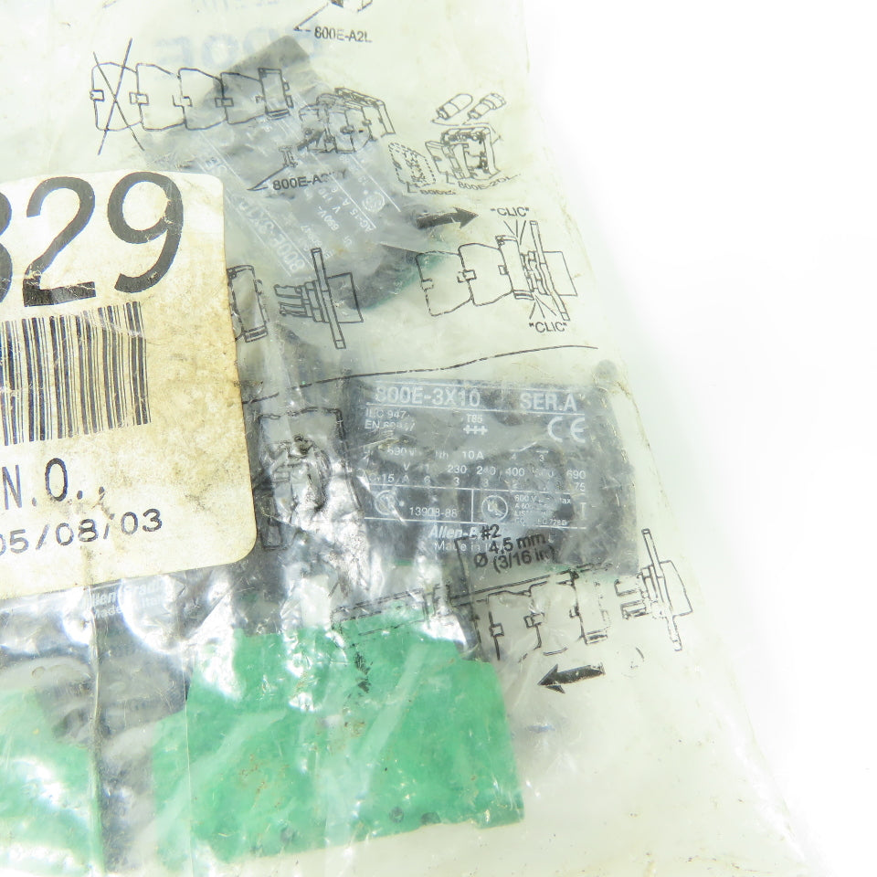 Allen-Bradley 800E-3X10 Contact Block 1 N.O. 10A 690V Ser A Lot Of 10