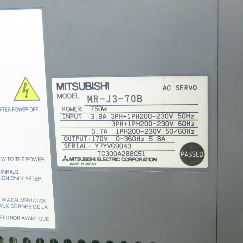 Mitsubishi MR-J3-70B AC Servo Amplifier 750W 200-230V