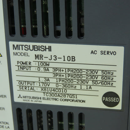 Mitsubishi MR-J3-10B AC Servo Drive 100W 200-230V 1.1A
