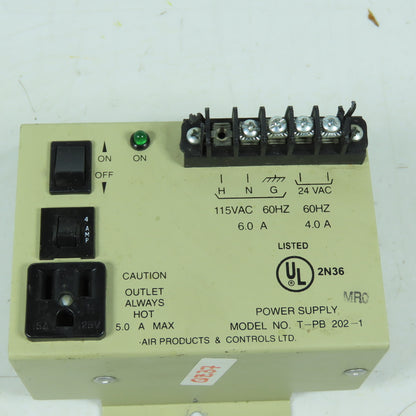 Air Products & Controls T-PB 202-1 Power Supply 115VAC to 24VAC 4A Class 1