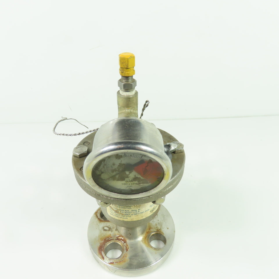 Blacoh Stainless Steel Pulsation Dampener with Gauge 1/2" Flange