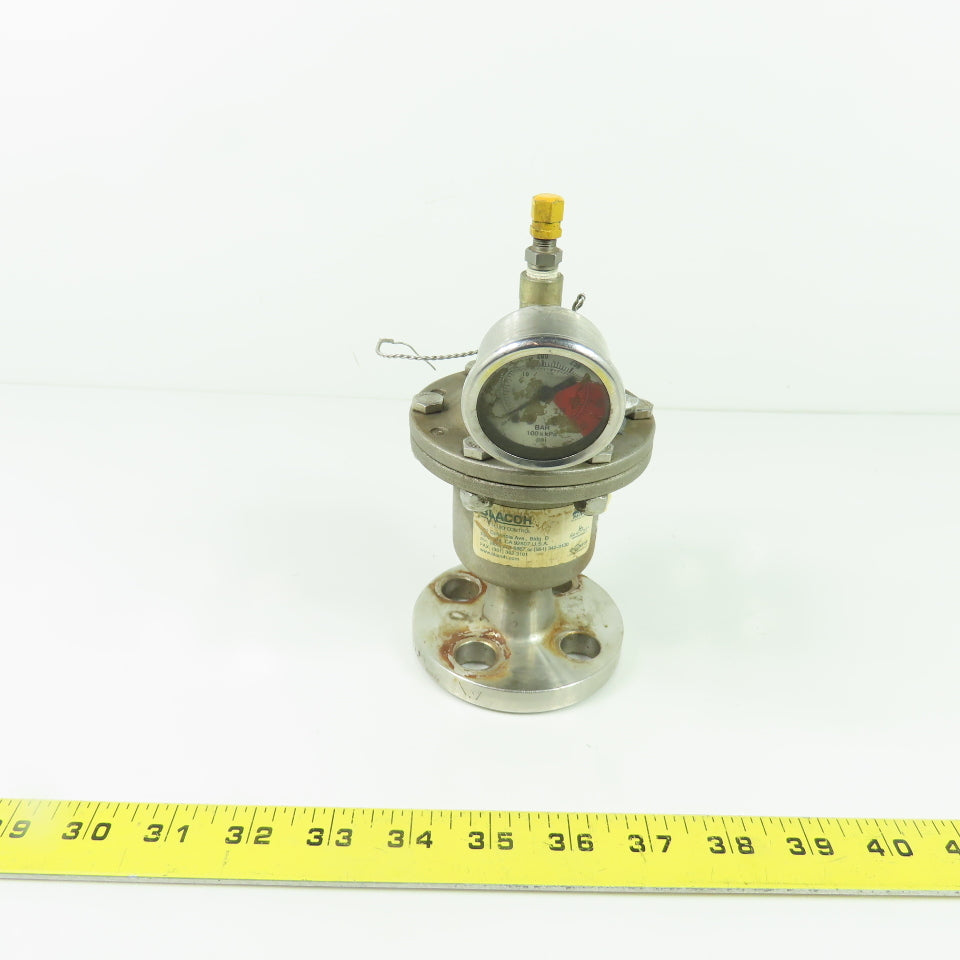 Blacoh Stainless Steel Pulsation Dampener with Gauge 1/2" Flange