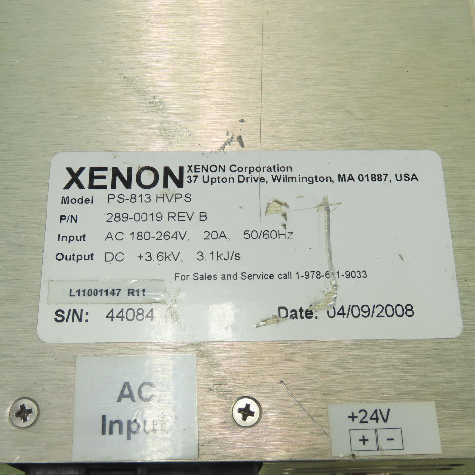 Xenon 289-0019 PS-813 HVPS REV B High Voltage Power Supply DC +3.6kV 3.1kJ/s