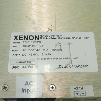 Xenon 289-0019 PS-813 HVPS REV B High Voltage Power Supply DC +3.6kV 3.1kJ/s