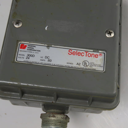 Federal Signal model 300D SelecTone 24VDC Industrial Signaling Speaker .60A