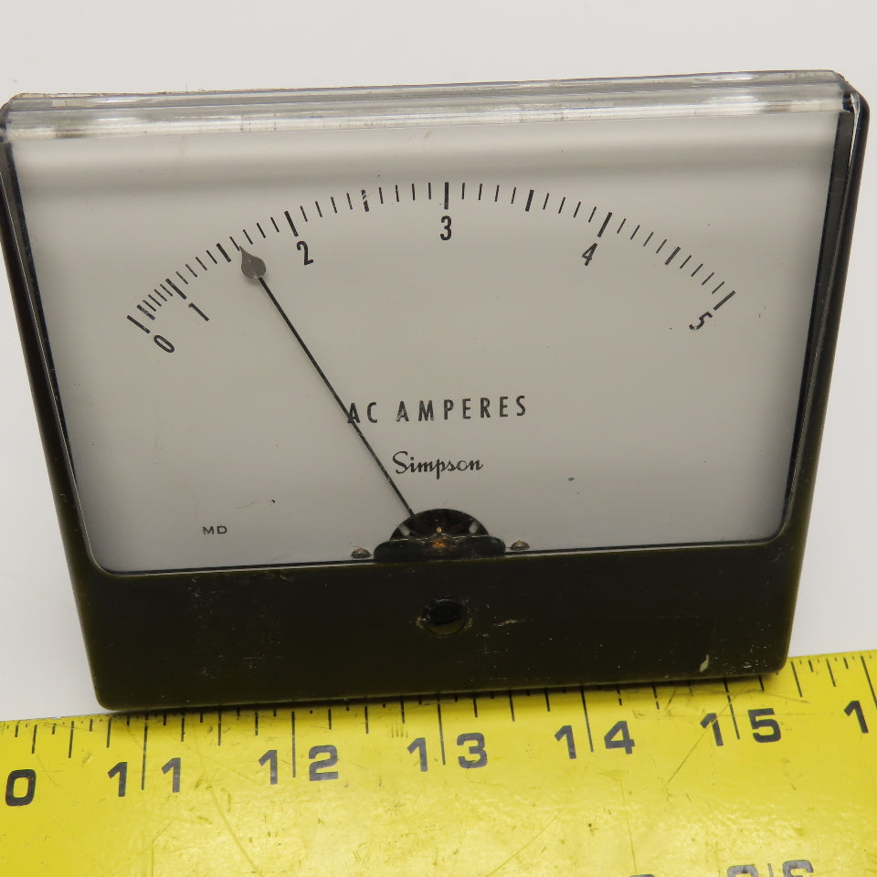 Simpson 1358 Panel Analog Amp Meter Ammeter 0-5 AC Amp