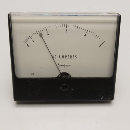 Simpson 1358 Panel Analog Amp Meter Ammeter 0-5 AC Amp