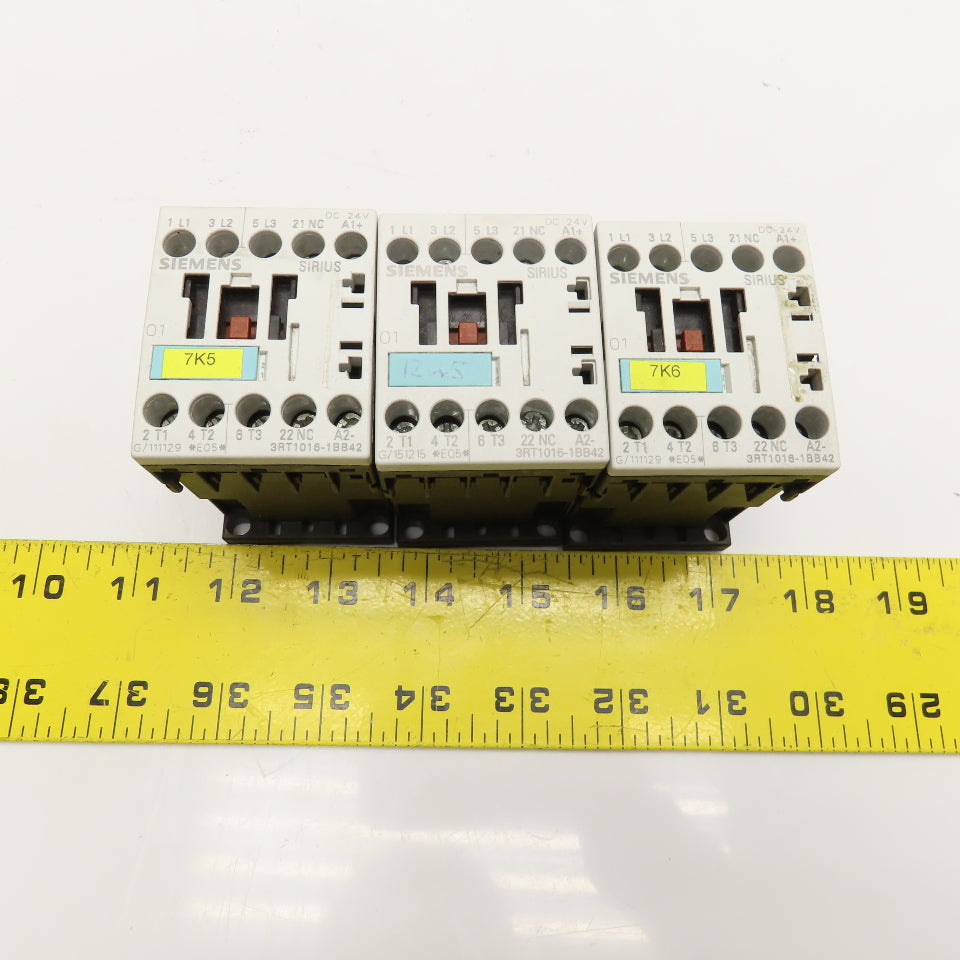 Siemens 3RT1016-1BB42 Sirius Contactor Relay 24VDC Coil Lot Of 3