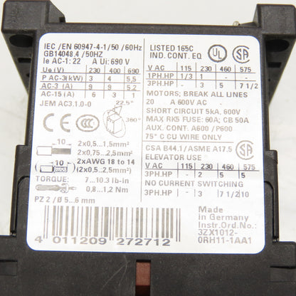 Siemens 3RT1016-1BB42 Sirius Contactor Relay 24VDC Coil Lot Of 3