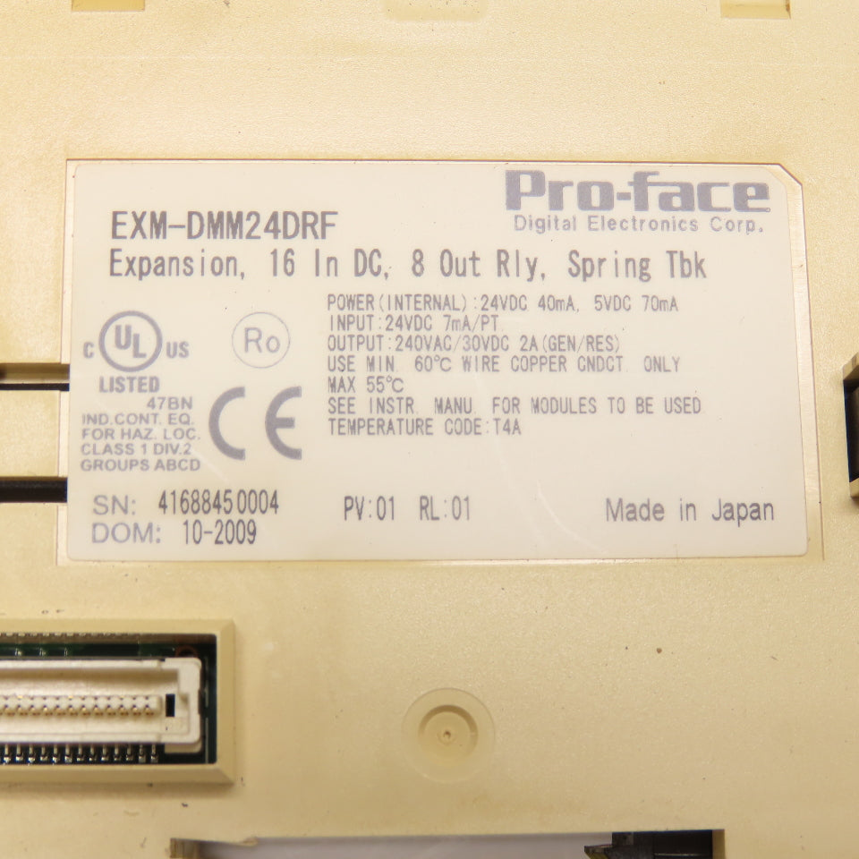 Pro-Face EXM-DMM24DRF Expansion Module 16 Point In DC 8 Output Relay 24VDC