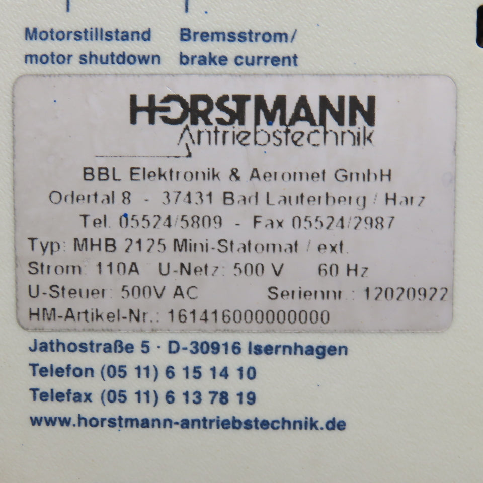 Horstmann MHB 2125 Mini-Statomat Motor Brake Monitor 500V