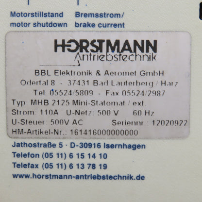 Horstmann MHB 2125 Mini-Statomat Motor Brake Monitor 500V