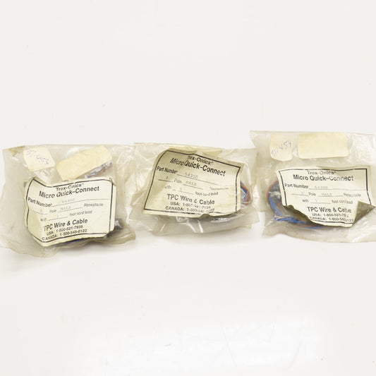 TPC Wire & Cable 64300 3 Pole Male Micro Quick Connect Cord Assembly 1' Lot Of 3