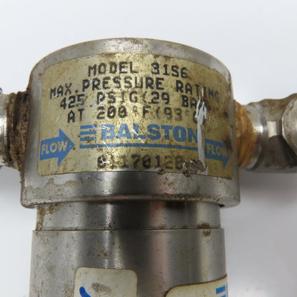 Balston 31S6 1/2" NPT Stainless Steel Sampling Filter Housing 425PSI