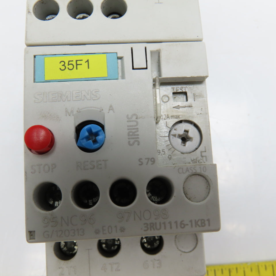 Siemens 3RU1116-1KB1 600VAC Overload Relay 9-12A Trip