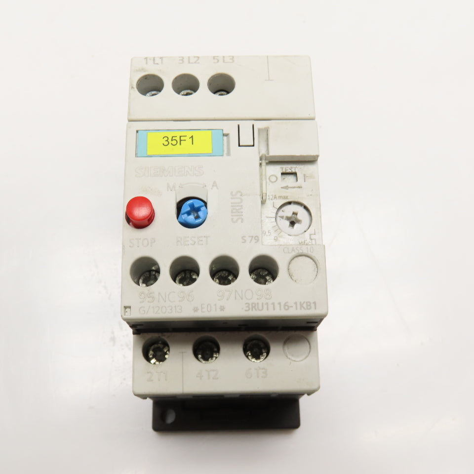 Siemens 3RU1116-1KB1 600VAC Overload Relay 9-12A Trip