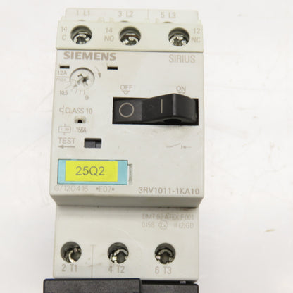 Siemens 3RV1011-1KA10 600V 10Hp 9-12A Trip Circuit Breaker W/ Aux Contacts 24VDC