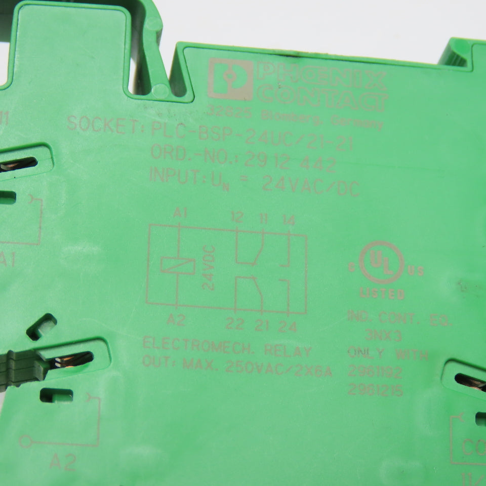 Phoenix Contact PLC-BSP-24UC/21-21 24VAC/DC Relay Socket 2961192 Relay 250V 10A