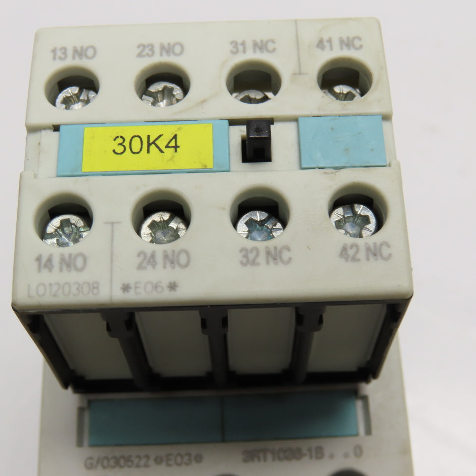 Siemens 3RT1038-1B 3RH1921-1FA22 Contactor 600V 50Hp W/ Aux. 2 N/O N/C 24VDC