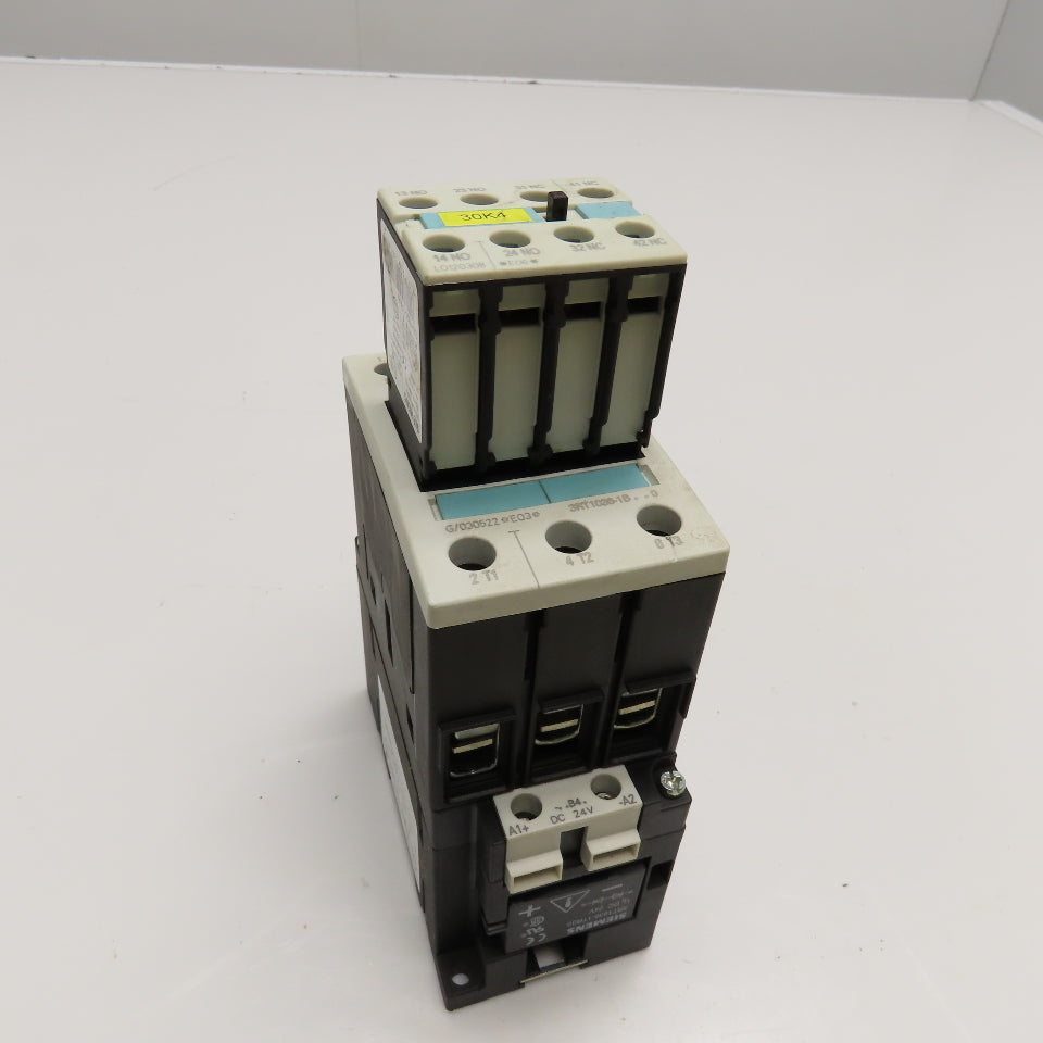 Siemens 3RT1038-1B 3RH1921-1FA22 Contactor 600V 50Hp W/ Aux. 2 N/O N/C 24VDC