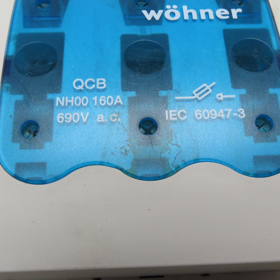Wohner QCB NH00 160A 3 Pole NH Fused Disconnect Panel Mount 690VAC