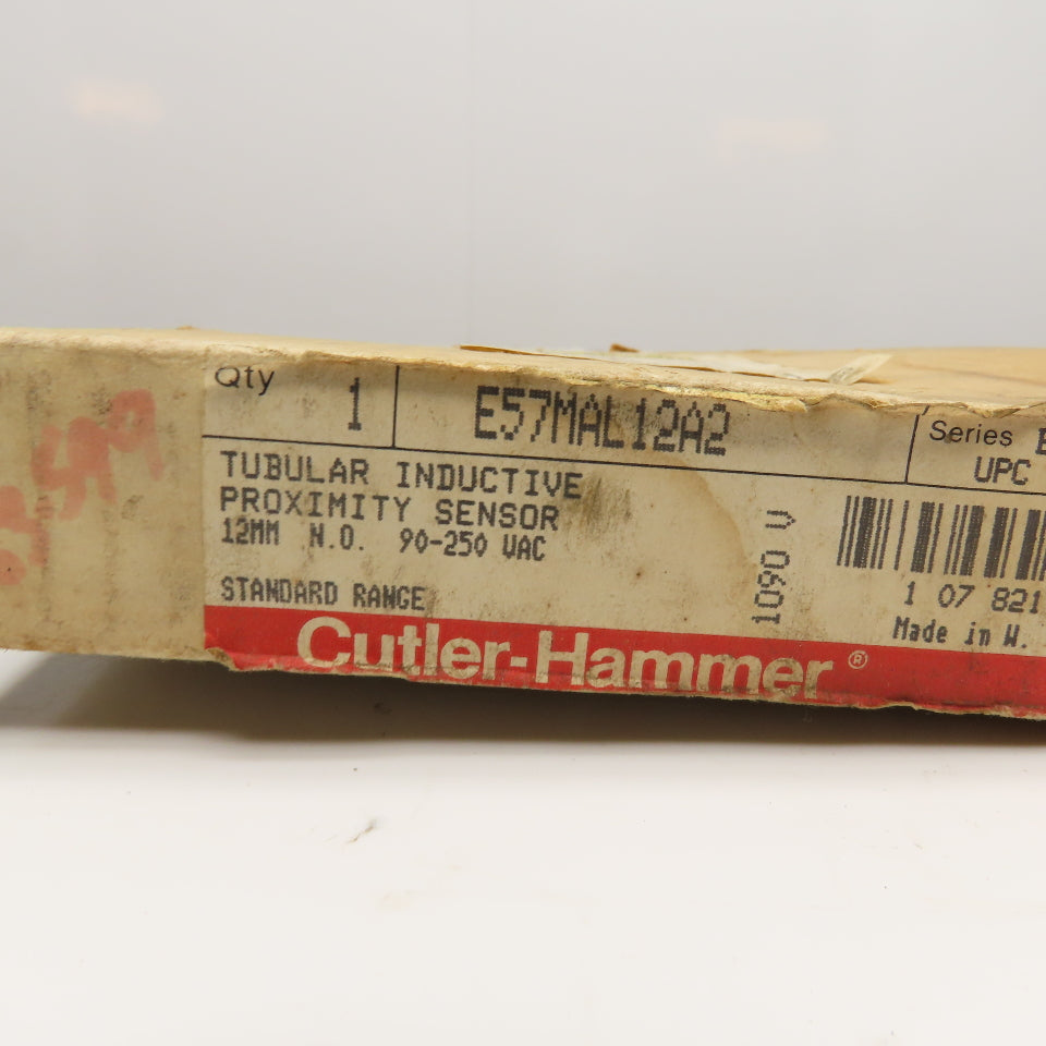 Cutler Hammer E57MAL12A2 Tubular Inductive Proximity Sensor 90-250VAC 12mm